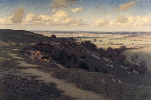 'Bury Hill and Village with a View of the North Downs', c1879-1919 av Jose Weiss