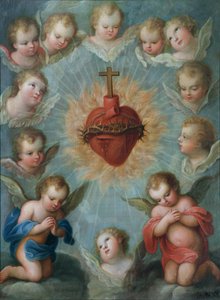 Jesu hellige hjerte omgitt av engler, ca. 1775 av Jose de or Joseph Paez