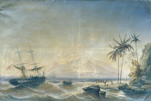 Krigsskip utenfor Sørhavsøyene av Josef Carl Berthold Püttner