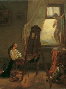 Maleren som har sovnet i atelieret av Josef Danhauser