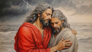 Jesus_of_Nazareth_redder Simon Peter fra å drukne_01 av Josef Johann Michel