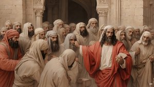Jesus_driver handelsmennene ut av templet_01 av Josef Johann Michel