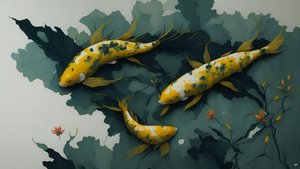 blekkmaleri: Koi-Karpfish_gold_01