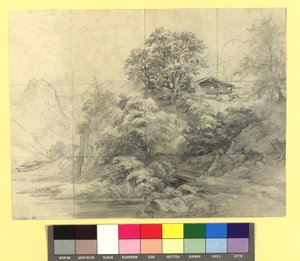 Fjellandskap med gårder av Josef Kriehuber