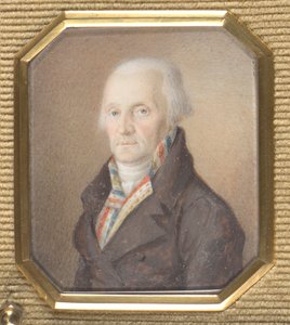 Eldre herre i blå, hvit og rød vest av Josef Lanzedelli d. Ä.