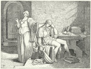 Enzio av Sardinia , uekte sønn av den hellige romerske keiser Frederick II, i fangenskapet til Guelph Lombards av Josef Mathias (after) Trenkwald