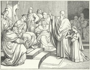Beatrice av Hohenstaufen ber kong Otto IV av Tyskland om å hevne drapet på faren hennes, Filip av Schwaben av Josef Mathias Trenkwald