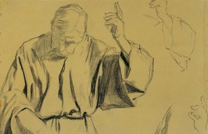 Draperistudie for maleriet "Christi Ascension" av Josef Wawra