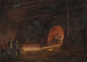 Acierie - Jernverk, av Wallander, Josef Wilhelm (1821-1888). Olje på lerret