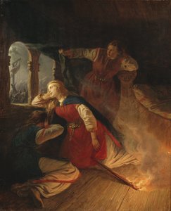 Hagbard et Signy - Hagbard and Signy, by Wallander, Josef Wilhelm (1821-1888). Oil on canvas