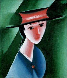 Jente med rød hatt, 1915
