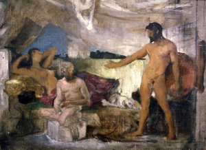 Trojanischer Krieg: Achilleus und Priamos, König von Troja, um 1850 (Skizze)