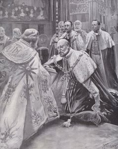 Kong Edward VII avla ed ved kroningen hans, Westminster Abbey, London av Joseph (after) Finnemore
