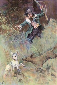 Robinson Crusoe: Hunden min overrasket en ung gutt (farge litho)