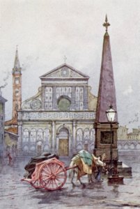 S Maria Novella-kirken, Firenze (farge litho) av Joseph (after) Finnemore
