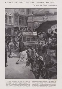Behovet for hesteambulanser på gatene i London (litho) av Joseph (after) Finnemore