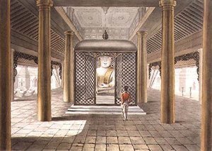 En soldat som står i et Rangoon-tempel, gravert av George Hunt av Joseph (after) Moore