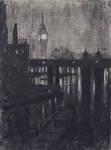 Klokketårn, natt (litho)