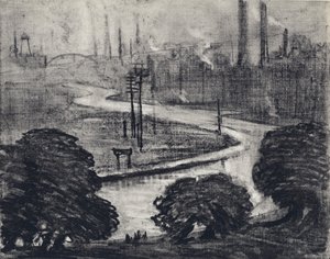 Øst-London, The River Lea (litho)