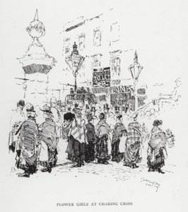 Flower Girls at Charing Cross (litho) av Joseph (after) Pennell