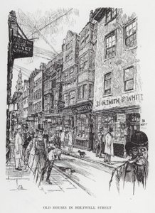 Gamle hus i Holywell Street (litho) av Joseph (after) Pennell
