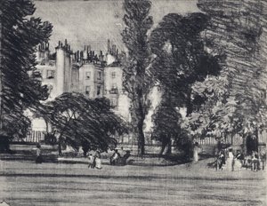 Park Lane, fra parken (litho) av Joseph (after) Pennell