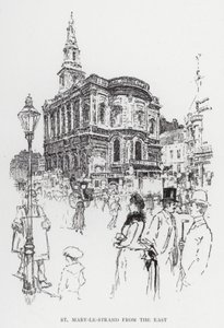 St Mary-le-Strand fra øst (litho) av Joseph (after) Pennell