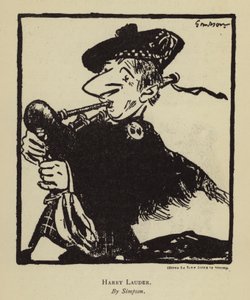 Harry Lauder , skotsk sanger og komiker (litho) av Joseph (after) Simpson