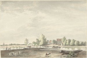 Fergehuset på Lek nær Schoonhoven av Joseph Adolf Schmetterling