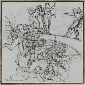 Ved de bestikkelige embetsmennenes bekinnsjø, rådmannen fra Lucca (Dantes Inferno, Canto 21, V 34) av Joseph Anton Koch