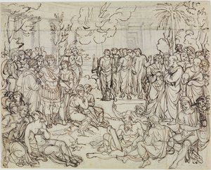 Dante og Vergil blant hedningene i Limbo (Dantes Inferno, sang 4, v. 52) av Joseph Anton Koch