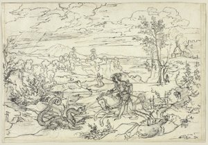 Landskap med Saint George and the Dragon og Monte Soratte av Joseph Anton Koch