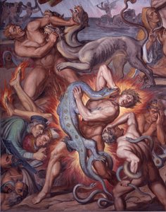 Helvete fra Dantes The Divine Comedy - Detail - Fresco
