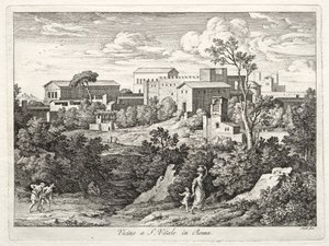 Utsikt over San Vitale, Roma, ca. 1810. av Joseph Anton Koch