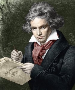 Ludwig van Beethoven (1770–1827), komponerte la Missa solemnis, etter Karl Joseph Stieler (1781–1858) av Joseph Carl (after) Stieler