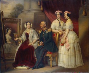 Familieportrett av Joseph, hertug av Saxe Altenburg (Saxe-Altenburg) (1789-1868) - Maleri av Joseph Karl Stieler (1781-1858), olje på lerret av Joseph Carl Stieler