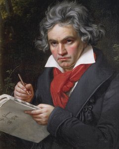 Portrett av Ludwig van Beethoven (1770-1827), tysk komponist og pianist, som komponerer Missa Solemnis av Joseph Carl Stieler