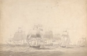 Flere skip i formasjon for kamp i tunge hav av Joseph Cartwright