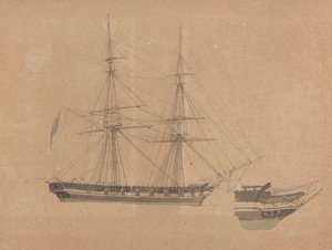 Sidevisning av Single Brig and Bue of Another av Joseph Cartwright