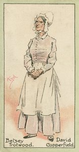 Betsey Trotwood, David Copperfield (fargelitografi) av Joseph Clayton (1856-1937) (after) Clarke