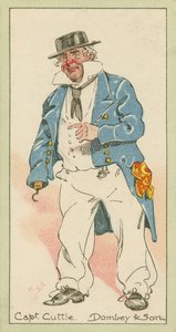 Kaptein Cuttle, Dombey amp; sønn (fargelitografi) av Joseph Clayton (1856-1937) (after) Clarke