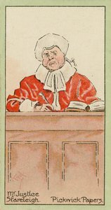 Mr. Justice Stareleigh, Pickwick Papers (fargelitografi) av Joseph Clayton (1856-1937) (after) Clarke