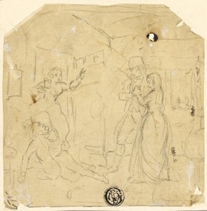 Dramatisk scene med par, eldre mann