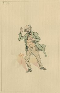 Mr Gridley, ca. 1920-tallet (penn og blekk med wc på papir) av Joseph Clayton Clarke
