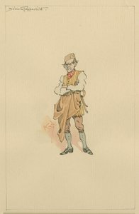 Simon Tappertit, ca. 1920-tallet (penn og blekk med wc på papir) av Joseph Clayton Clarke