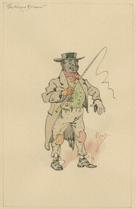 Den svarte driveren, ca. 1920-tallet (penn og blekk med wc på papir) av Joseph Clayton Clarke