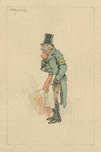 Trotty Veck - The Chimes, ca. 1920-tallet (penn og blekk med wc på papir) av Joseph Clayton Clarke
