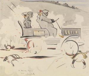 The Road Hog (vask på papir) av Joseph Crawhall