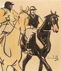To Gentleman Riders (gouache om bord) av Joseph Crawhall