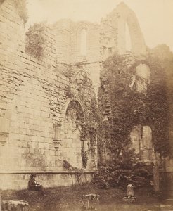 Fountains Abbey. Interiør i kapittelhuset, 1850-årene.